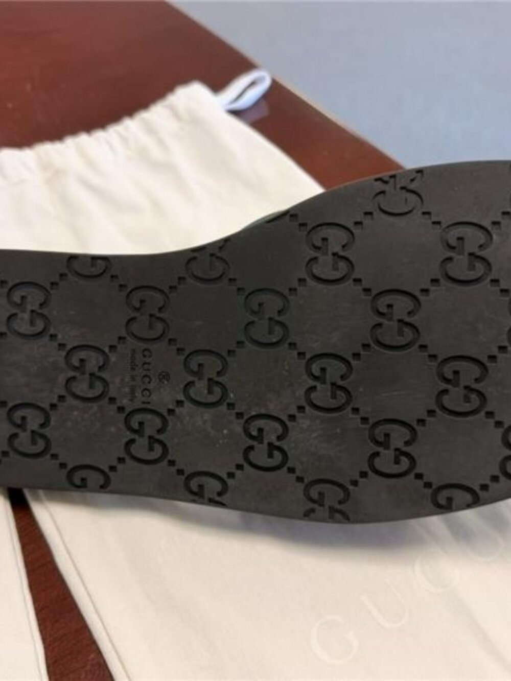 Gucci Men’s Size 11 Web Slide Sandals Black Leather GG Logo Green Red Stripe - Picture 7 of 10